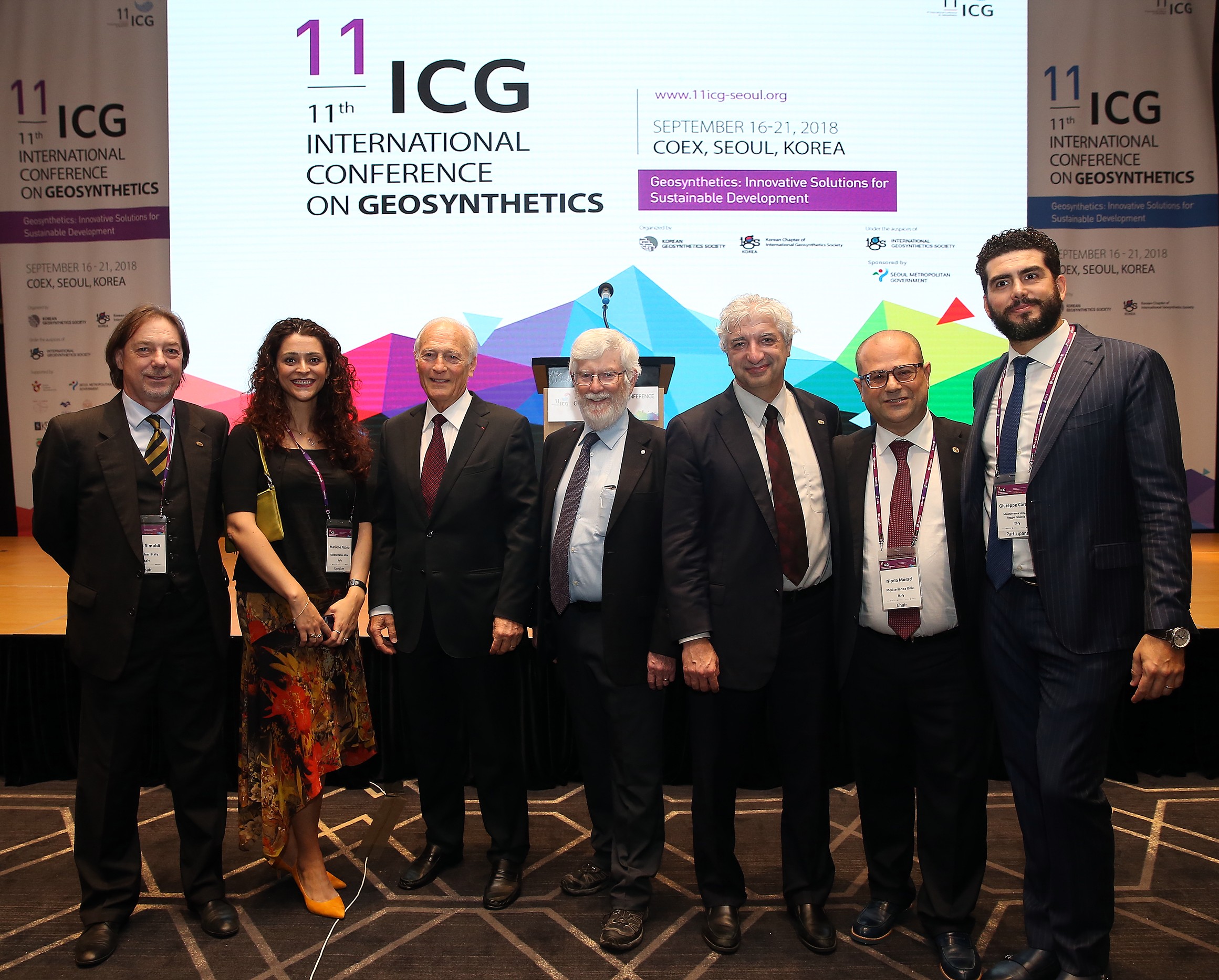 11th ICG, Seoul (13) Pietro Rimoldi, Marilene Pisano, J.P. Giroud, Kerry Rowe, Jorge Zornberg, Nicola Moraci, Giuseppe Cardile